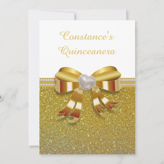 Chic Gold Glitzer Quinceanera Einladung (Rückseite)