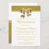 Chic Gold Glitzer Quinceanera Einladung (Vorne/Hinten)