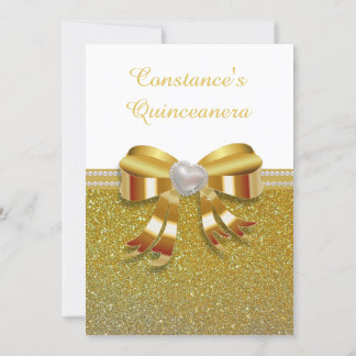 Chic Gold Glitzer Quinceanera Einladung