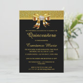 Chic Gold Glitzer Quinceanera Einladung (Stehend Vorderseite)