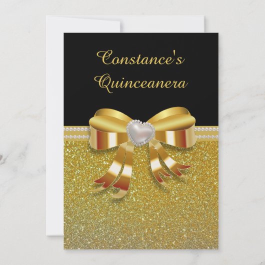 Chic Gold Glitzer Quinceanera Einladung (Rückseite)