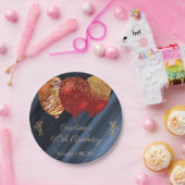 Chic Gold & Glitzer Red Balloons Geburtstag Pappteller (Party)