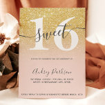 Chic gold Glitzer Rosa gürtnisch Sweet 16 Einladung<br><div class="desc">Chic gelb goldfarbene Glitzer pastellrot Rosa Skript Kalligraphie Typografie süße 16 Geburtstagsfeier Einladung .Perfekt für ein modernes elegantes 16 . Geburtstag Party.</div>