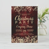 Chic Gold Glitzer Rotes Weihnachtsfest Party Einladung (Stehend Vorderseite)