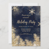 Chic gold Glitzer Schnee Weihnachten Firmenfeierta Einladung (Vorderseite)