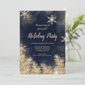 Chic gold Glitzer Schnee Weihnachten Firmenfeierta Einladung (Stehend Vorderseite)