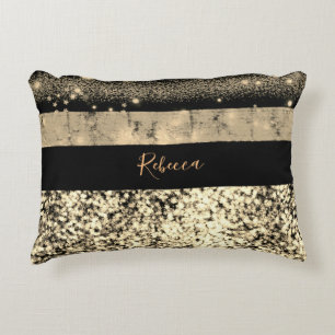 Chic Gold Glitzer Signature Monogram Dekokissen