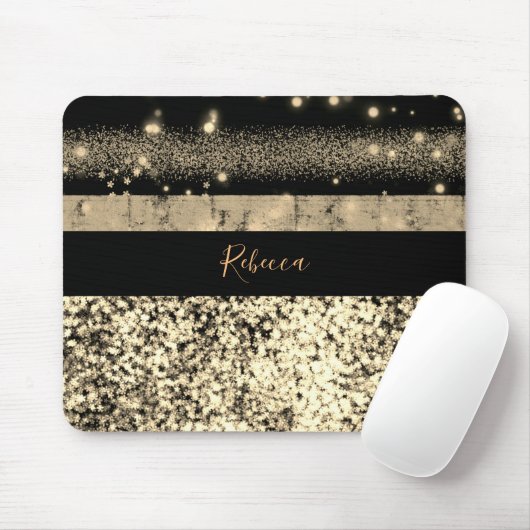 Chic Gold Glitzer Signature Monogram Mousepad (Mit Mouse)