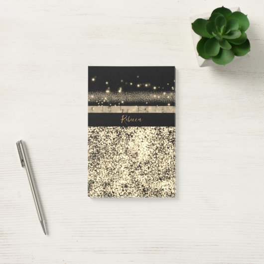 Chic Gold Glitzer Signature Monogram Post-it Klebezettel (Büro)