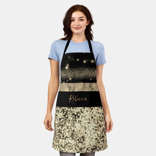 Chic Gold Glitzer Signature Monogram Schürze (Getragen)