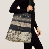 Chic Gold Glitzer Signature Monogram Tragetaschen Mit Langen Trägern (Von Nahem)