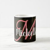 Chic Gold Glitzer Staubmuster rosa gürtelige Monog Kaffeetasse (Mittel)