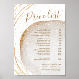 Chic Gold Glitzer Stylist Salon Preisliste Service Poster