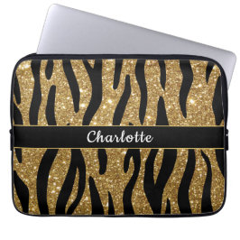 Chic Gold Glitzer Tiger Strip Laptopschutzhülle