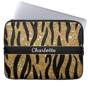 Chic Gold Glitzer Tiger Strip Laptopschutzhülle