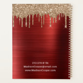 Chic Gold Glitzer Tropfen Roter Termin Planer (Rückseite)