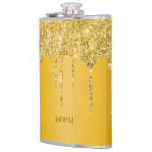 Chic Gold Glitzer Tropfen Sparkle Monogram Flachmann (Links)