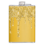 Chic Gold Glitzer Tropfen Sparkle Monogram Flachmann (Rückseite)