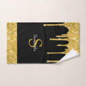 Chic Gold Glitzer Tropfen Sparkor Black Monogram Badhandtuch Set (Handtuch)