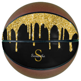 Chic Gold Glitzer Tropfen Sparkor Black Monogram Basketball