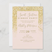Chic gold Glitzer typografisch rot Rosa Sweet 16 Einladung (Vorderseite)