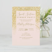 Chic gold Glitzer typografisch rot Rosa Sweet 16 Einladung (Stehend Vorderseite)