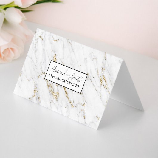 Chic gold Glitzer weißer Marmor elegantes Muster Visitenkarten
