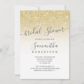 Chic Gold Glitzer White Script Brautparty Einladung (Vorderseite)