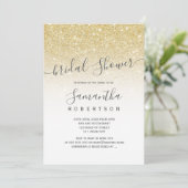 Chic Gold Glitzer White Script Brautparty Einladung (Stehend Vorderseite)
