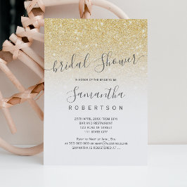 Chic Gold Glitzer White Script Brautparty Einladung
