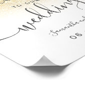 Chic Gold Glitzer White Script willkommen Hochzeit Poster (Ecke)