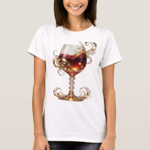 Chic Gold GLOWING WINE GLASS Druck T-Shirt