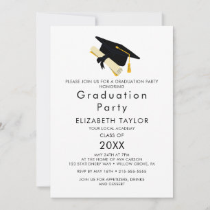 Chic Gold Grad Cap Foto Double Graduation Party I Einladung