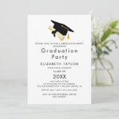 Chic Gold Grad Cap Foto Double Graduation Party I Einladung (Stehend Vorderseite)