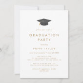 Chic Gold Grad Cap Foto Graduation Party Einladung (Vorderseite)
