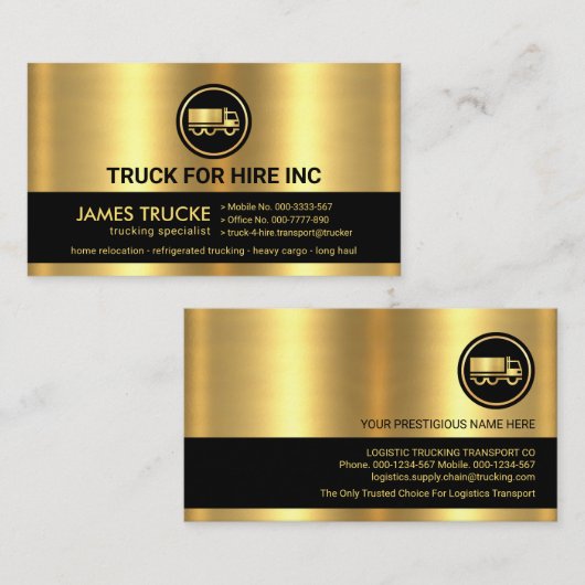 Chic Gold Gray Layers Trucker Visitenkarte (Vorne/Hinten)