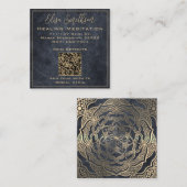 Chic Gold & Gray Mandala Reiki Heilmediation Quadratische Visitenkarte (Vorne/Hinten)