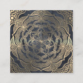 Chic Gold & Gray Mandala Reiki Heilmediation Quadratische Visitenkarte (Rückseite)