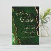 Chic Gold Green Agate Wedding Save the Date (Stehend Vorderseite)