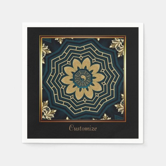 Chic Gold & Green Asian Style 2 Serviette (Vorderseite)