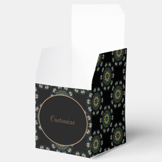 Chic Gold & Green Asian Style Cube Geschenkschachtel (Geöffnet)