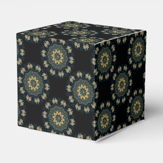Chic Gold & Green Asian Style Cube Geschenkschachtel (Rückseite)