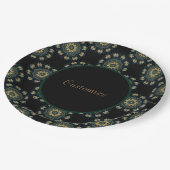 Chic Gold & Green Asian Style Muster Pappteller (Schrägansicht)