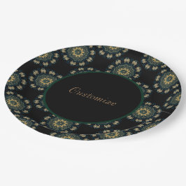 Chic Gold & Green Asian Style Muster Pappteller