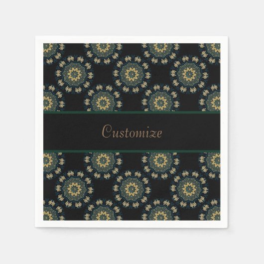 Chic Gold & Green Asian Style Muster Serviette (Vorderseite)