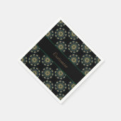 Chic Gold & Green Asian Style Muster Serviette (Ecke)