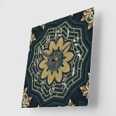 Chic Gold & Green Asian Style Quadratische Wanduhr (Winkel)