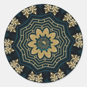 Chic Gold & Green Asian Style Runder Aufkleber