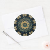 Chic Gold & Green Asian Style Runder Aufkleber (Umschlag)