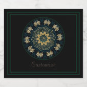 Chic Gold & Green Asian Style Schaumweinetikett (Einzelnes Label)